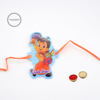 Chhota Bheem with School Bag Cartoon Themed Kids Rakhi for Rakshabandhan