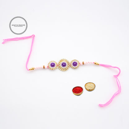 Cute Purple Flower Shape Rakhi for Rakshabandhan