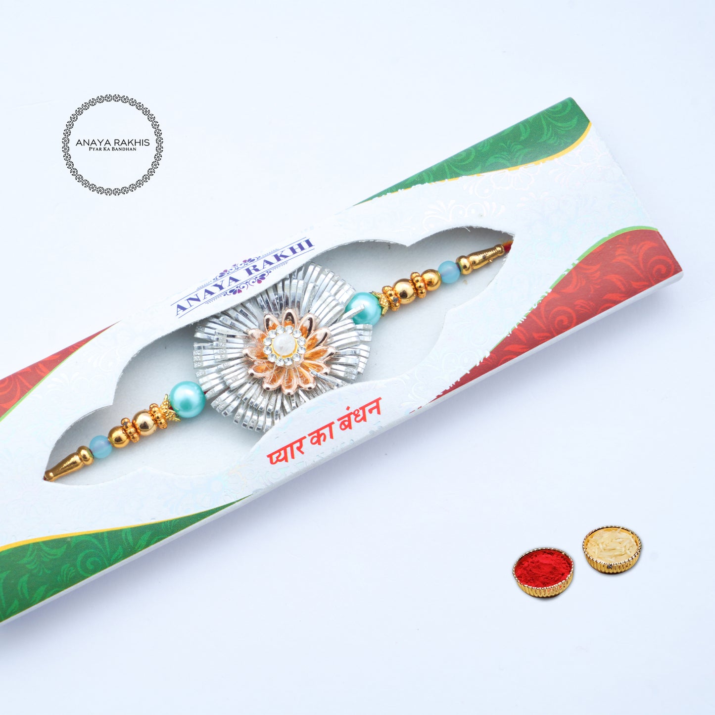 Flower & Rangoli Design Single Rakhi for Rakshabandhan