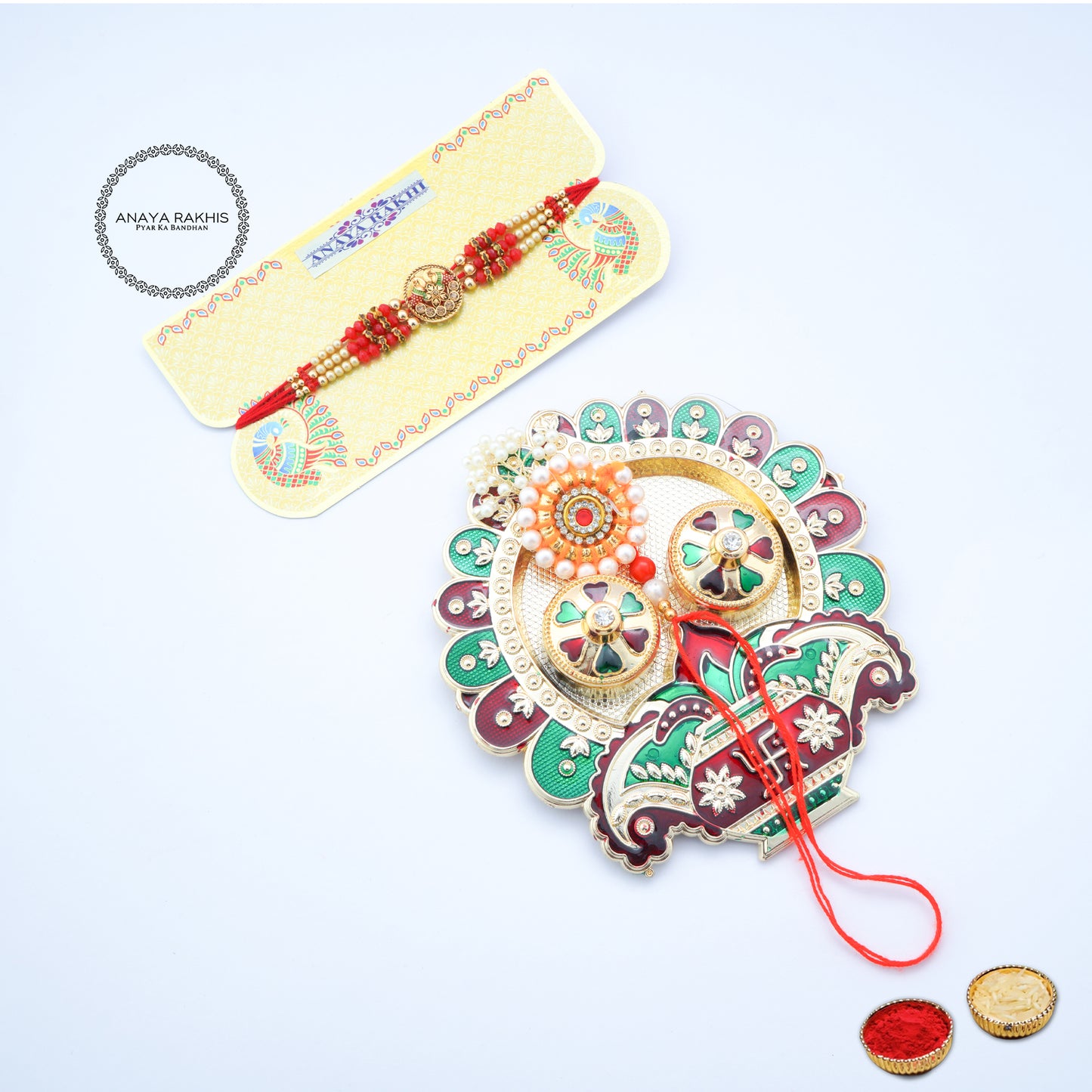 Combo Box Gift Special with Rakhis, Teeka & Akshat for Rakshabandhan