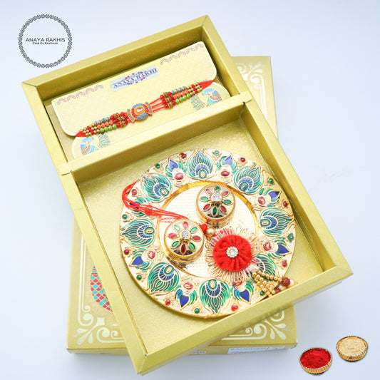 Combo Box Gift Special with Rakhis, Teeka & Akshat for Rakshabandhan