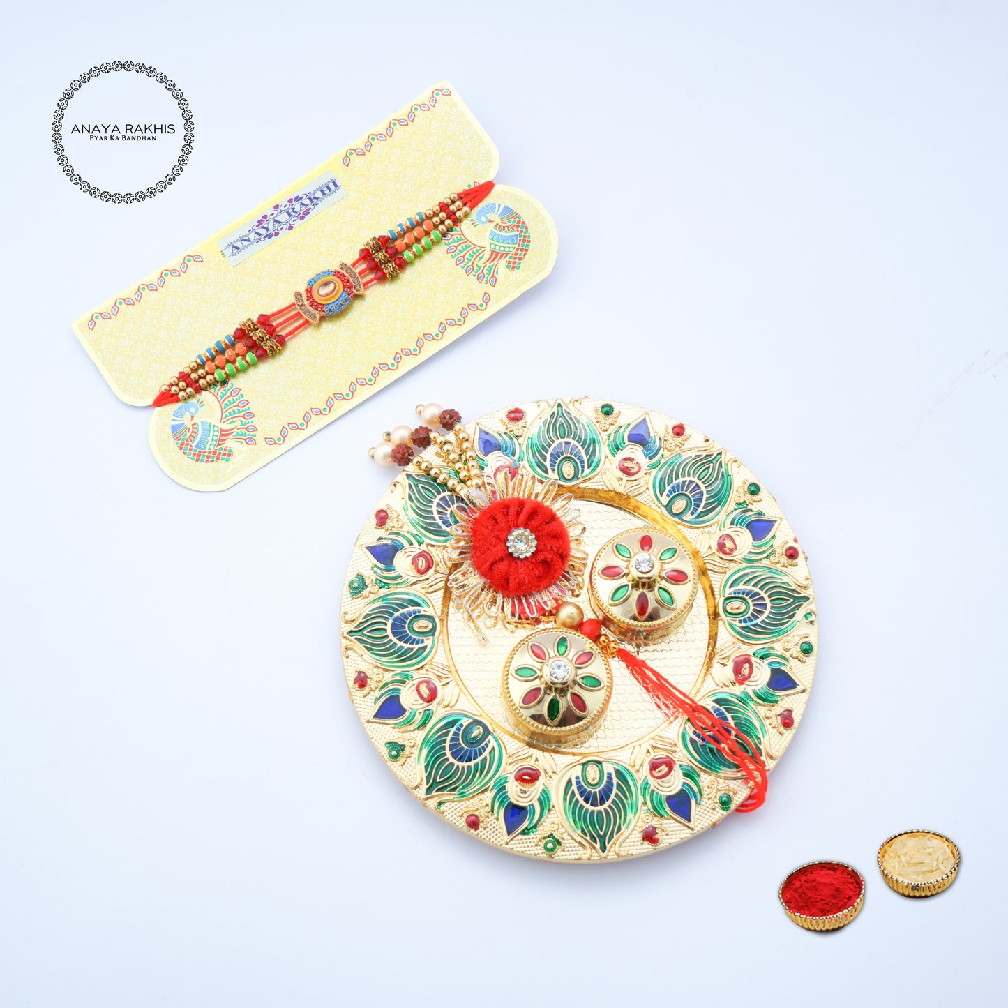 Combo Box Gift Special with Rakhis, Teeka & Akshat for Rakshabandhan