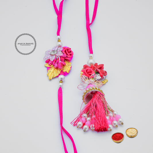 Pink Stylish Jodi Rakhi for Bhaiya and Bhabhi