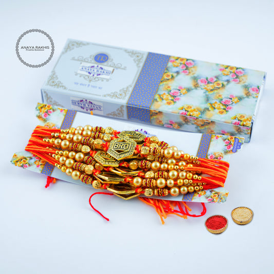 BRO and Pearl Added Thread Rakhi for Rakshabandhan (12 Pack Box)