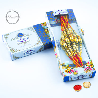 Golden Pearl Thread Rakhi for Rakshabandhan (12 Pack Box)