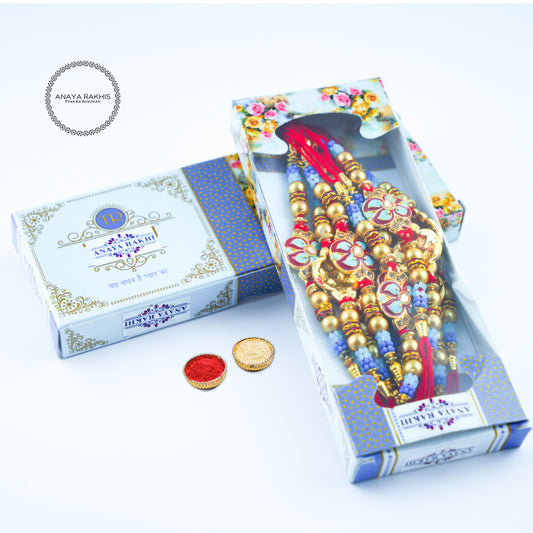 Flower Shape Thread Rakhi for Rakshabandhan (12 Pack Box)