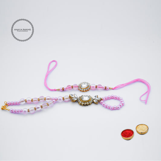 Pink Pearl with Unique Design Jodi Rakhis for Bhaiya and Bhabhi